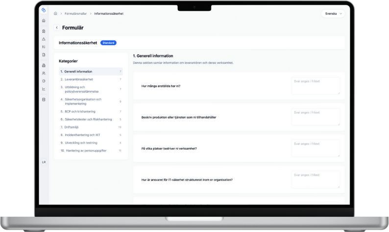 Anpassningsbara kontrollformulär i ChainSec