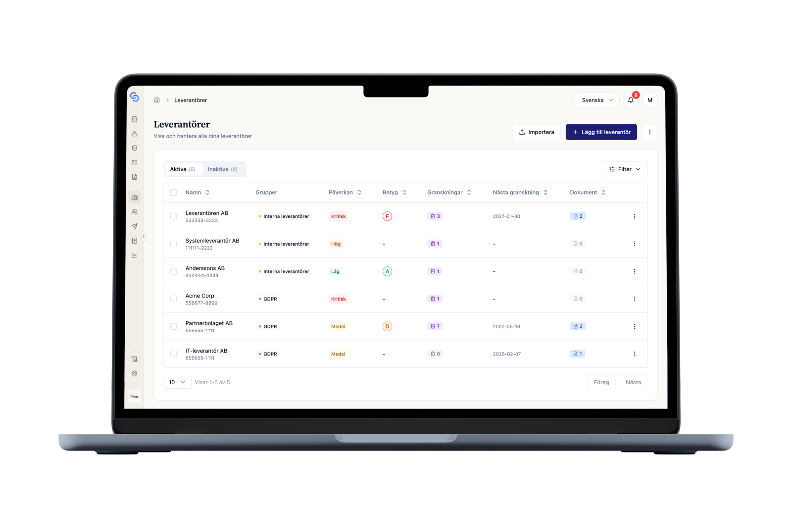 ChainSec supplier registry with overview